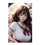月下セーラー服で彼女を甘やかす（個別スタンプ：32）