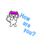 【動く】ピンクおかっぱ猫たま(英語版)（個別スタンプ：4）