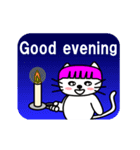 【動く】ピンクおかっぱ猫たま(英語版)（個別スタンプ：21）