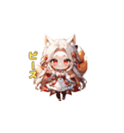 華麗なるキツネ耳巫女（個別スタンプ：4）