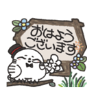 シロフクロウ×木製吹き出しスタンプ（個別スタンプ：1）