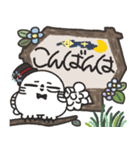 シロフクロウ×木製吹き出しスタンプ（個別スタンプ：3）
