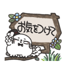 シロフクロウ×木製吹き出しスタンプ（個別スタンプ：25）