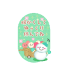 BIGかわいい♥雪だるまの年末年始お正月 16（個別スタンプ：3）
