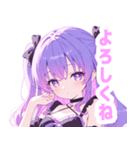 パープルラブリーガールスタンプ（個別スタンプ：1）