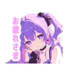 パープルラブリーガールスタンプ（個別スタンプ：19）