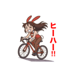 ロードバイクに乗るバニーガールスタンプ（個別スタンプ：4）