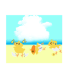 白猫の頭の上で生まれたひよこLINEスタンプ（個別スタンプ：3）