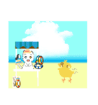 白猫の頭の上で生まれたひよこLINEスタンプ（個別スタンプ：4）