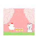白猫の頭の上で生まれたひよこLINEスタンプ（個別スタンプ：16）
