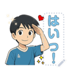 ブルーTシャツ男（個別スタンプ：9）