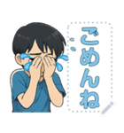 ブルーTシャツ男（個別スタンプ：11）