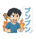 ブルーTシャツ男（個別スタンプ：13）
