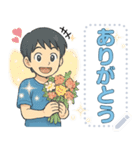 ブルーTシャツ男（個別スタンプ：24）