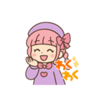 ピンクヘアのおしゃれな女の子（個別スタンプ：2）