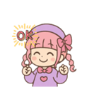 ピンクヘアのおしゃれな女の子（個別スタンプ：3）