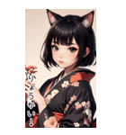 猫着物女の子日常用語2（個別スタンプ：10）