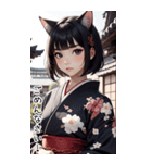 猫着物女の子日常用語2（個別スタンプ：20）