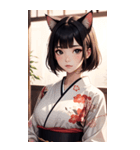 猫と着物の女の子の写真（個別スタンプ：4）