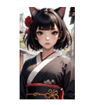 猫と着物の女の子の写真（個別スタンプ：5）