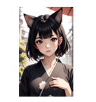 猫と着物の女の子の写真（個別スタンプ：6）