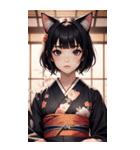 猫と着物の女の子の写真（個別スタンプ：7）