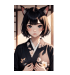 猫と着物の女の子の写真（個別スタンプ：8）