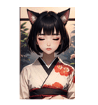 猫と着物の女の子の写真（個別スタンプ：9）