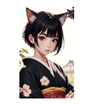 猫と着物の女の子の写真（個別スタンプ：10）