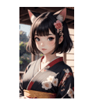 猫と着物の女の子の写真（個別スタンプ：12）