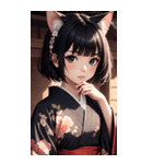 猫と着物の女の子の写真（個別スタンプ：13）