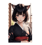 猫と着物の女の子の写真（個別スタンプ：15）