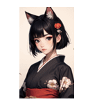 猫と着物の女の子の写真（個別スタンプ：16）