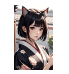 猫と着物の女の子の写真（個別スタンプ：17）