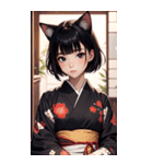猫と着物の女の子の写真（個別スタンプ：18）
