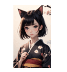 猫と着物の女の子の写真（個別スタンプ：21）