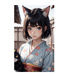 猫と着物の女の子の写真（個別スタンプ：22）