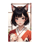 猫と着物の女の子の写真（個別スタンプ：24）