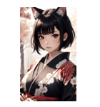 猫と着物の女の子の写真（個別スタンプ：25）
