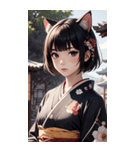 猫と着物の女の子の写真（個別スタンプ：26）