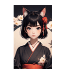 猫と着物の女の子の写真（個別スタンプ：27）