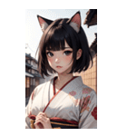 猫と着物の女の子の写真（個別スタンプ：28）