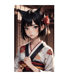 猫と着物の女の子の写真（個別スタンプ：31）