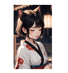 猫と着物の女の子の写真（個別スタンプ：32）