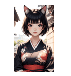 猫と着物の女の子の写真（個別スタンプ：33）