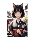 猫と着物の女の子の写真（個別スタンプ：34）