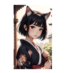 猫と着物の女の子の写真（個別スタンプ：35）