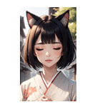 猫と着物の女の子の写真（個別スタンプ：36）
