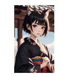 猫と着物の女の子の写真（個別スタンプ：38）