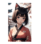 猫と着物の女の子の写真（個別スタンプ：39）